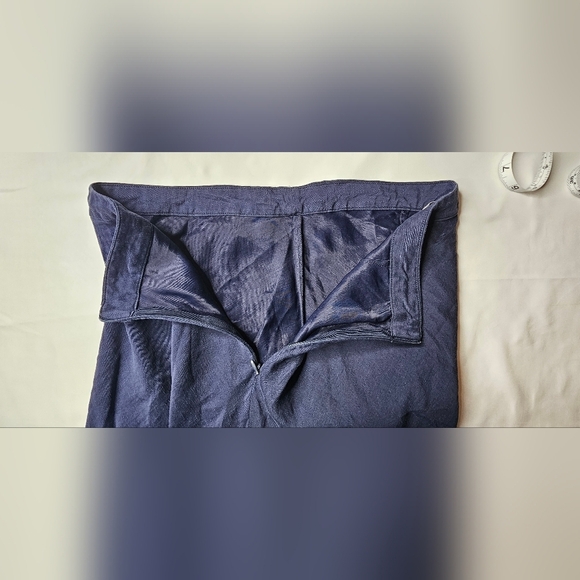 H by Halston Maxi Skirt Size 10 Linen Blend Navy Lagenlook Coastal - Picture 4 of 6